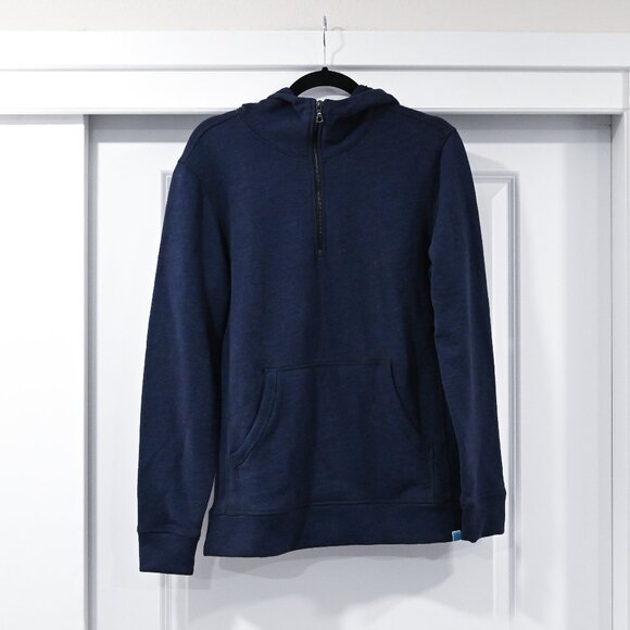 Jason Scott Small Quarter Zip Dark Blue Heather Hooded Pullover - Picture 2 of 8